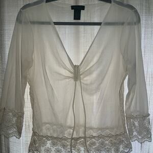Vintage The Limited Cream Color Mesh Boho Top